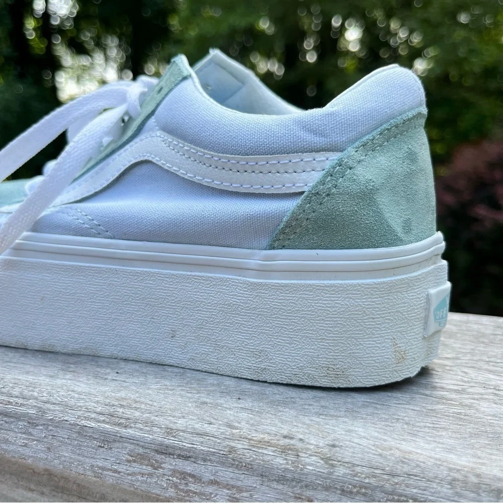 Vans Old Skool Stackform Soft Suede Side Stripe Baby Blue & White Shoes Sz 7.5 - Picture 15 of 16